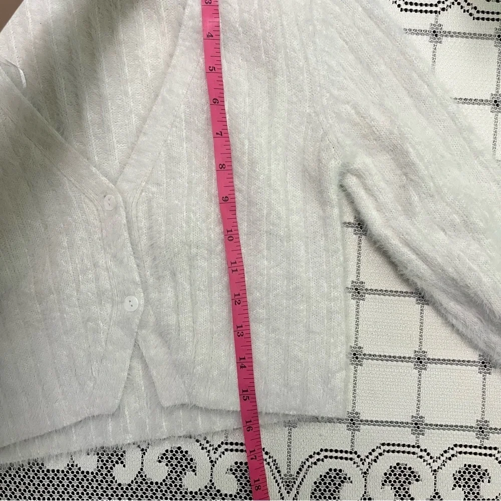 Garage White Fuzzy Women's Cardigan - Picture 8 of 8